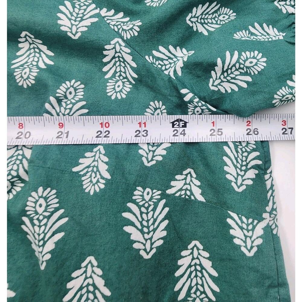 J Crew Ruffle Collar Blouse Top Green 3 Button 100% Cotton Womens Plus Size 3XL - Picture 8 of 10